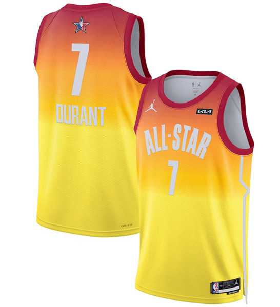 Mens 2023 All-Star #7 Kevin Durant Orange Game Swingman Stitched Basketball Jersey Dzhi